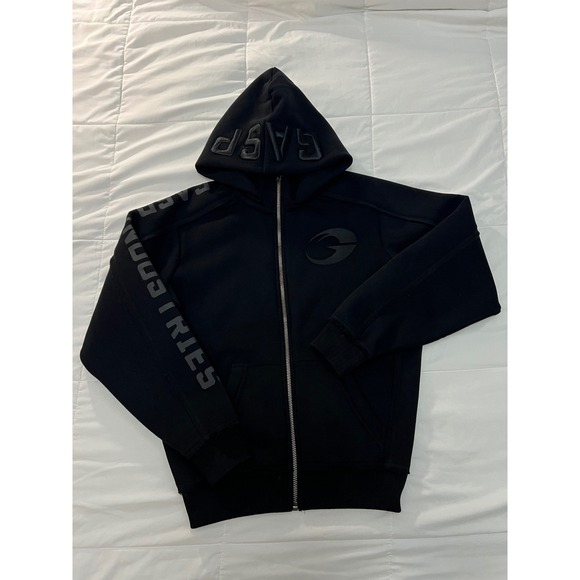 GASP Industries Black Full Zip Hoodie Logo Print Men's Athletic Size Small - Picture 10 of 10